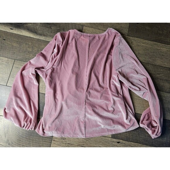 Lane Bryant (NEW) Classic Blouson-Sleeve Surplice Tie Velour Top - Picture 9 of 11